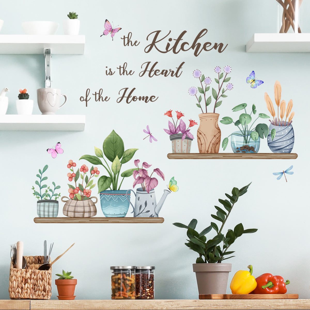 Potted Butterfly Wall Sticker Background Wall